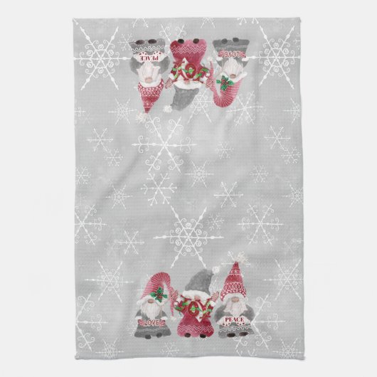 冬の雪の結晶格言ラブジョイピースウォーター色 キッチンタオル (縦)