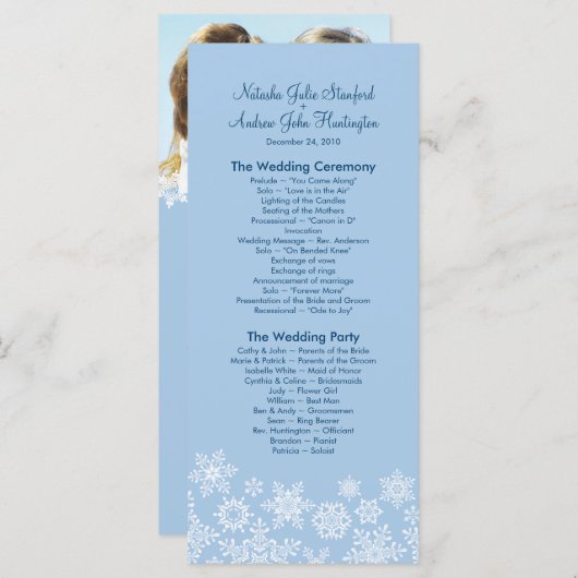 冬の雪の結晶結婚式 プログラム写真キープサケ プログラム (正面/裏面)