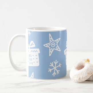冬の雪の結晶 クリスマス ブルー ティー コーヒーマグカップ