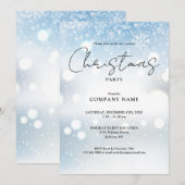 冬の雪の結晶 クリスマス ホリデー パーティー 招待状 (正面/裏面)
