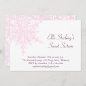 冬の雪の結晶 スイート16 誕生日招待状 招待状 (正面/裏面)