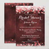 冬の雪の結晶 ブライダルシャワー招待状 - 赤 招待状 (正面/裏面)