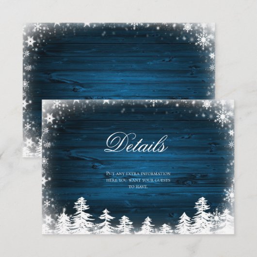 冬の雪の結晶 ラスティックディテール カード挿入 招待状 (正面/裏面)