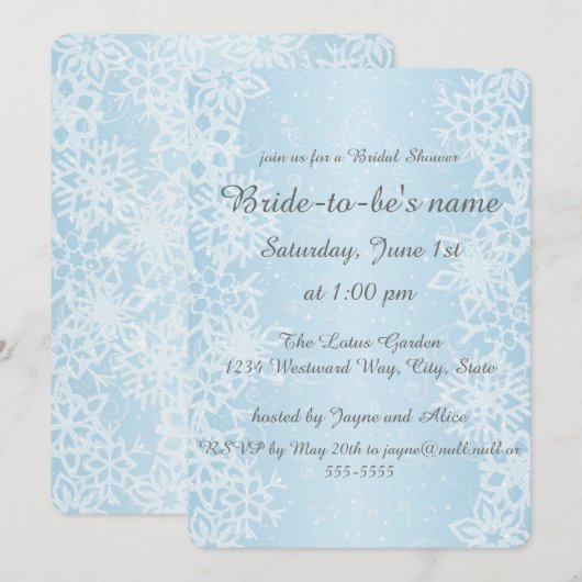 冬の雪の結晶 招待状 (正面/裏面)