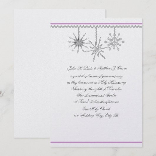 冬の雪の結晶 招待状 (正面/裏面)