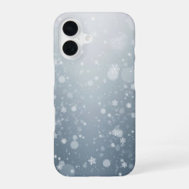 冬の雪の結晶 雪が降るパターン ボケ iPhone 16ケース