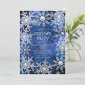冬の雪の結晶 青いホリデーパーティーの招待状 招待状 (スタンド正面)