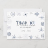 冬の雪の結晶(青と灰色) サンキューカード (正面)