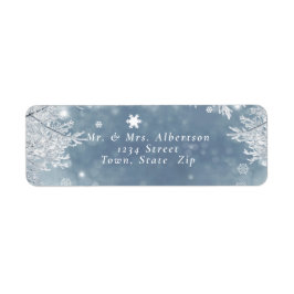 冬の雪の結晶 青と白のリターンアドレス ラベル