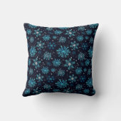 冬の雪の結晶（青と銀） クッション (裏面)