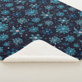 冬の雪の結晶（青と銀） シェルパブランケット (3/4)