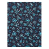 冬の雪の結晶（青と銀） テーブルクロス (正面)