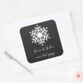 冬の雪の結晶 – 黒いステッカー スクエアシール (封筒)