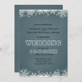 冬の雪の結晶 黒板 ウェディング 招待状 (正面/裏面)