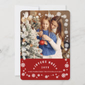 冬の雪の結晶Joyeux Noelクリスマスシック写真 シーズンカード (正面)