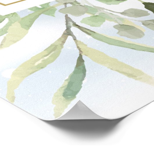 冬の雪の緑の赤ちゃんシャワー歓迎サイン ポスター (角)