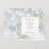 冬の雪の緑の赤ちゃんシャワー詩 サンキューカード (正面/裏面)