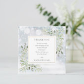 冬の雪の緑の赤ちゃんシャワー詩 サンキューカード (スタンド正面)