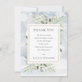 冬の雪の緑の赤ちゃんシャワー詩 サンキューカード (正面)