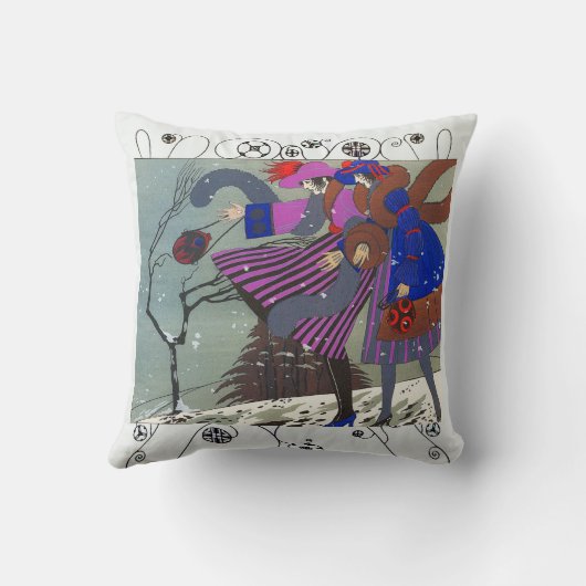 冬の雪の美しいファッション/幾何学的な渦巻き クッション (裏面)