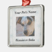 冬の雪の背景が付いているペット写真 メタルオーナメント (左)