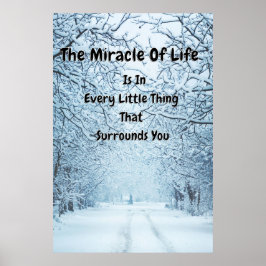 「冬の雪の背景」感動的引用文 ポスター
