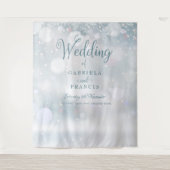 冬の雪の花のウェディングフォトブースの背景 タペストリー (正面)