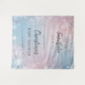 冬の雪の花のジェンダー ニュートラル ベビー シャワー サイン タペストリー (正面(横))