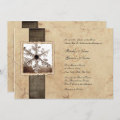 冬の雪の花のビンテージ結婚式の招待状 招待状 (正面/裏面)