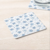 冬の雪の花の水彩模様 スクエアペーパーコースター (アングル)