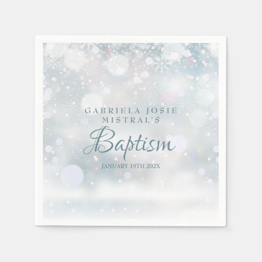 冬の雪の花の洗礼 誕生記念 スタンダードカクテルナプキン (正面)
