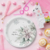 冬の雪の花柄 ベビーシャワー ペーパープレート (パーティー)