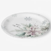 冬の雪の花柄 ベビーシャワー ペーパープレート (アングル)