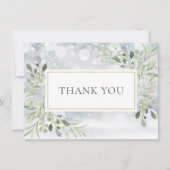 冬の雪の花 エレガントな緑 サンキューカード (正面)