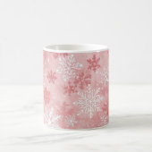 冬の雪の花 ピンクとホワイト コーヒーマグカップ (中央)