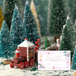 冬の雪の花 フラワー ディッパー ラッフル ベビーシャワー エンクロージャーカード
