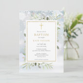 冬の雪の花 緑の洗礼 誕生日のお知らせ 招待状 (スタンド正面)