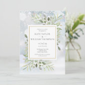 冬の雪の花 緑の花 結婚約束 招待状 (スタンド正面)