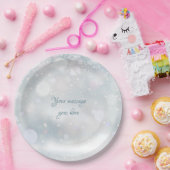 冬の雪の花 Elegant Script あなたのメッセージ ペーパープレート (パーティー)