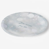 冬の雪の花 Elegant Script あなたのメッセージ ペーパープレート (アングル)