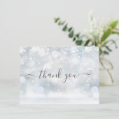 冬の雪の花 Elegant Script サンキューカード (スタンド正面)