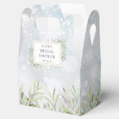 冬の雪の葉のグリーン ブライダルシャワー フェイバーボックス (オープン)