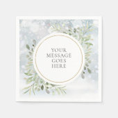 冬の雪の葉の緑の飾り スタンダードカクテルナプキン (正面)