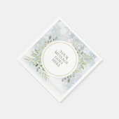 冬の雪の葉の緑の飾り スタンダードカクテルナプキン (角)