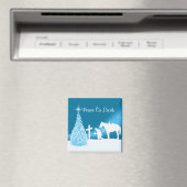 冬の雪の西カウボーイ祈りの言葉 マグネット (インサイチュ (食洗機))