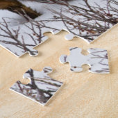 冬の雪の赤いキツネ ジグソーパズル (側面)