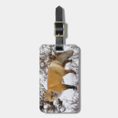 冬の雪の赤いキツネ ラゲッジタグ (正面縦)