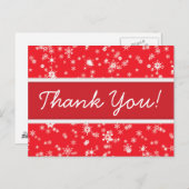 冬の雪の赤いクリスマスサンキュー ポストカード (正面/裏面)