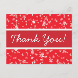 冬の雪の赤いクリスマスサンキュー ポストカード