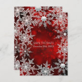 冬の雪の赤いホリデーパーティー日付を保存 案内ポストカード (正面/裏面)